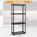 Costway Étagère métallique à 4 niveaux 1/2/3/4 PCS, robuste, avec pieds antidérapants, Noir