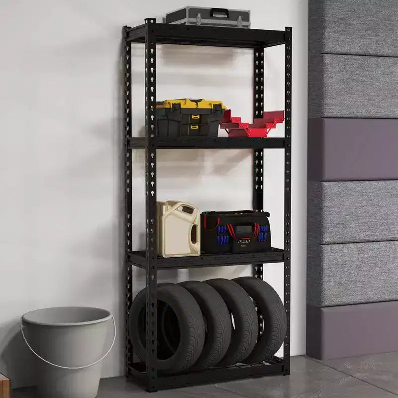Costway Étagère métallique à 4 niveaux 1/2/3/4 PCS, robuste, avec pieds antidérapants, Noir