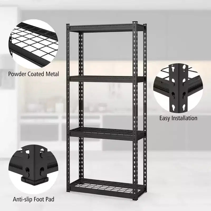 Costway Étagère métallique à 4 niveaux 1/2/3/4 PCS, robuste, avec pieds antidérapants, Noir