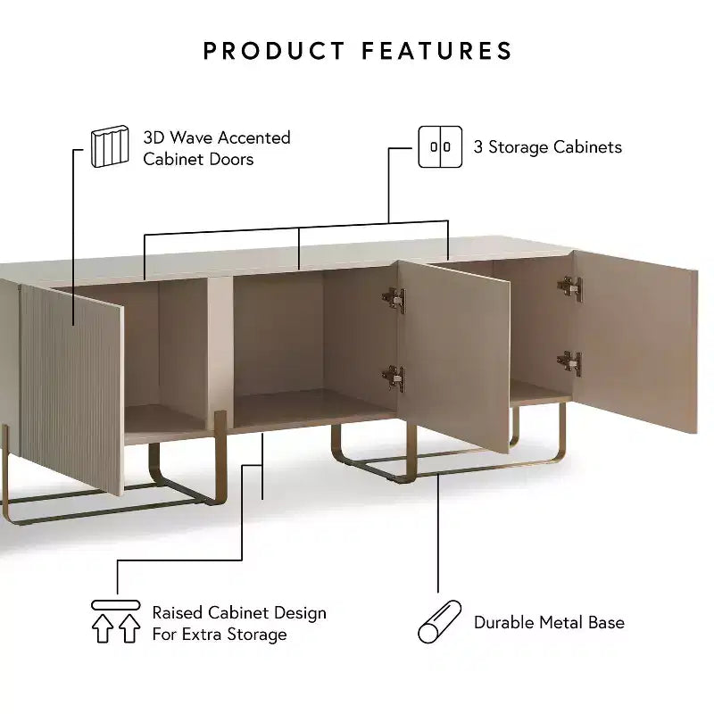 Meuble TV Forast Modern 3 portes de rangement 24/7 Shop At Home pour téléviseurs jusqu'à 65 pouces