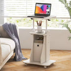 Support de podium mobile Costway, Chariot de bureau pour ordinateur portable avec rangement, Hauteur réglable, Blanc/Noir