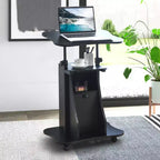 Support de podium mobile Costway, Chariot de bureau pour ordinateur portable avec rangement, Hauteur réglable, Blanc/Noir