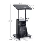 Support de podium mobile Costway, Chariot de bureau pour ordinateur portable avec rangement, Hauteur réglable, Blanc/Noir