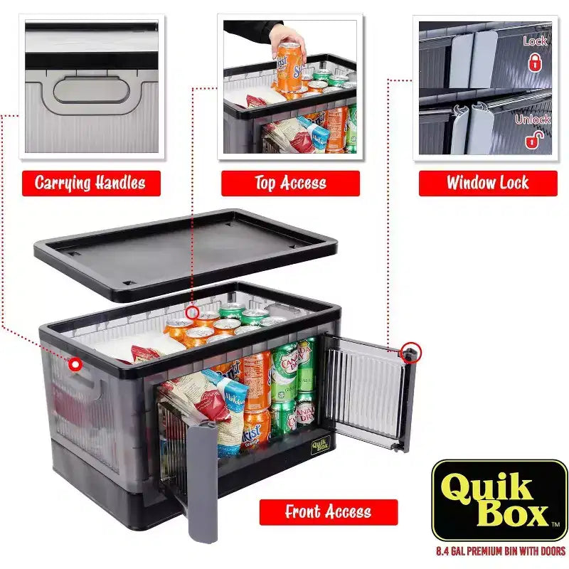 dbest products Quik Box Bacs de rangement empilables avec portes Organisateur pliable et conteneur pliable - 31,8 L