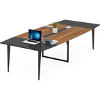 Table de conférence Lantine 8FT, table de réunion en forme de bateau avec œillet rectangulaire, table de salle de conférence moderne pour bureau