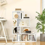 Costway Lot de 1/2 étagères en forme de S, bibliothèque autoportante à niveaux, avec kits anti-basculement, blanc