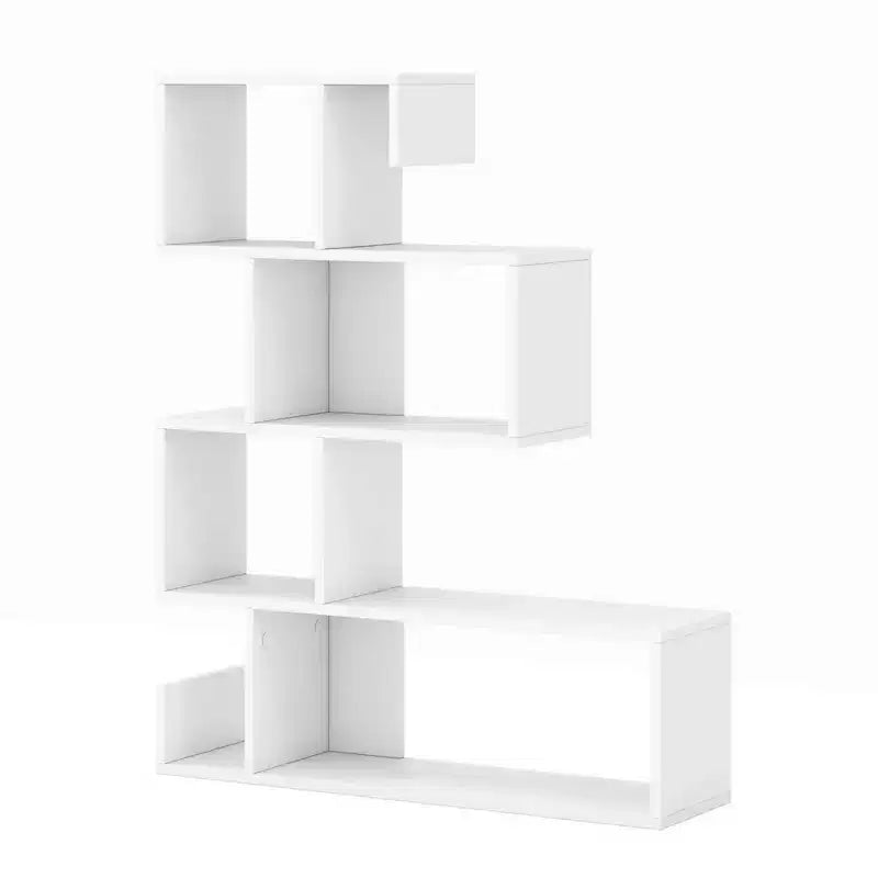 Costway Lot de 1/2 étagères en forme de S, bibliothèque autoportante à niveaux, avec kits anti-basculement, blanc