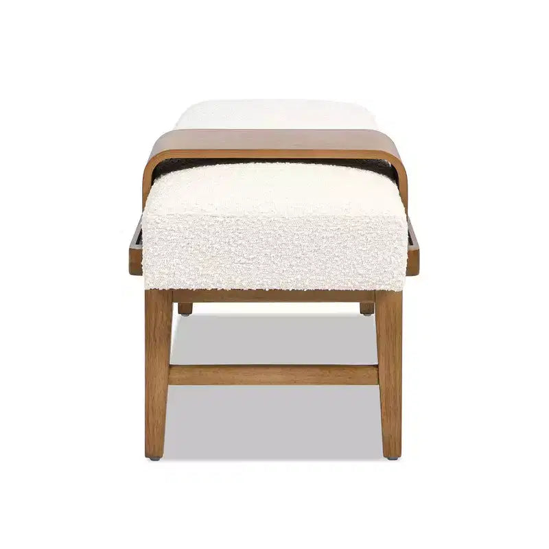 Banc de téléphone moderne Billie 52 avec étagère coulissante, Boucle Blanc Ivoire