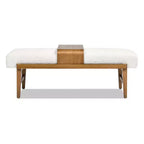 Banc de téléphone moderne Billie 52 avec étagère coulissante, Boucle Blanc Ivoire