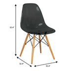 LeisureMod Cresco (Lot de 2) Chaises de salle à manger modernes en acrylique du milieu du siècle avec pieds Eiffel en bois  Chaises de cuisine et de salle à manger
