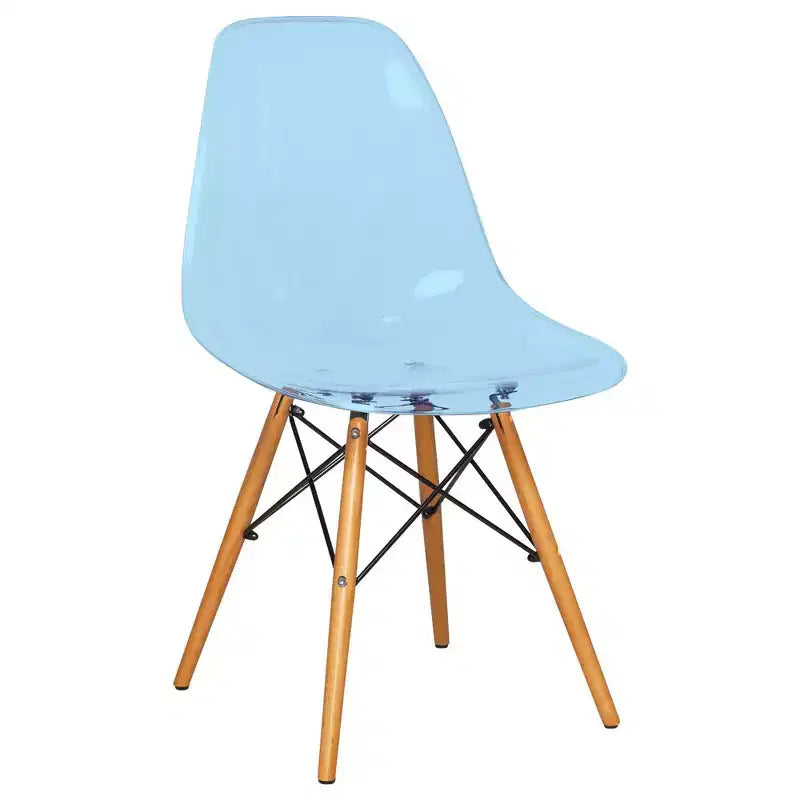 LeisureMod Cresco (Lot de 2) Chaises de salle à manger modernes en acrylique du milieu du siècle avec pieds Eiffel en bois  Chaises de cuisine et de salle à manger