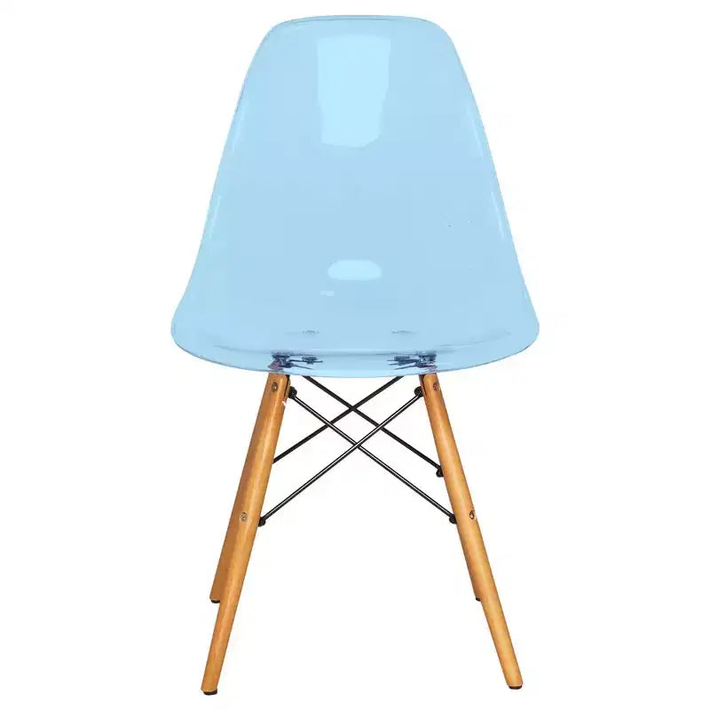 LeisureMod Cresco (Lot de 2) Chaises de salle à manger modernes en acrylique du milieu du siècle avec pieds Eiffel en bois  Chaises de cuisine et de salle à manger