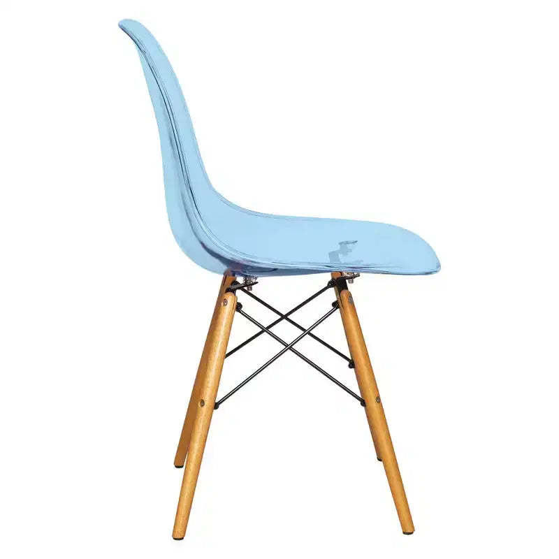 LeisureMod Cresco (Lot de 2) Chaises de salle à manger modernes en acrylique du milieu du siècle avec pieds Eiffel en bois  Chaises de cuisine et de salle à manger