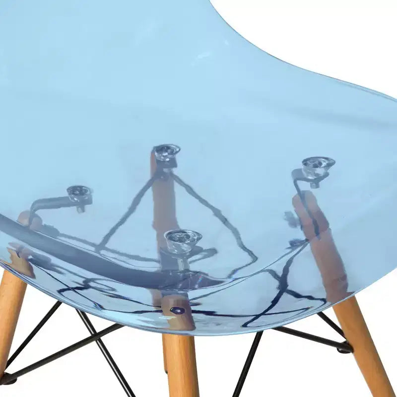 LeisureMod Cresco (Lot de 2) Chaises de salle à manger modernes en acrylique du milieu du siècle avec pieds Eiffel en bois  Chaises de cuisine et de salle à manger