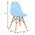 LeisureMod Cresco (Lot de 2) Chaises de salle à manger modernes en acrylique du milieu du siècle avec pieds Eiffel en bois  Chaises de cuisine et de salle à manger