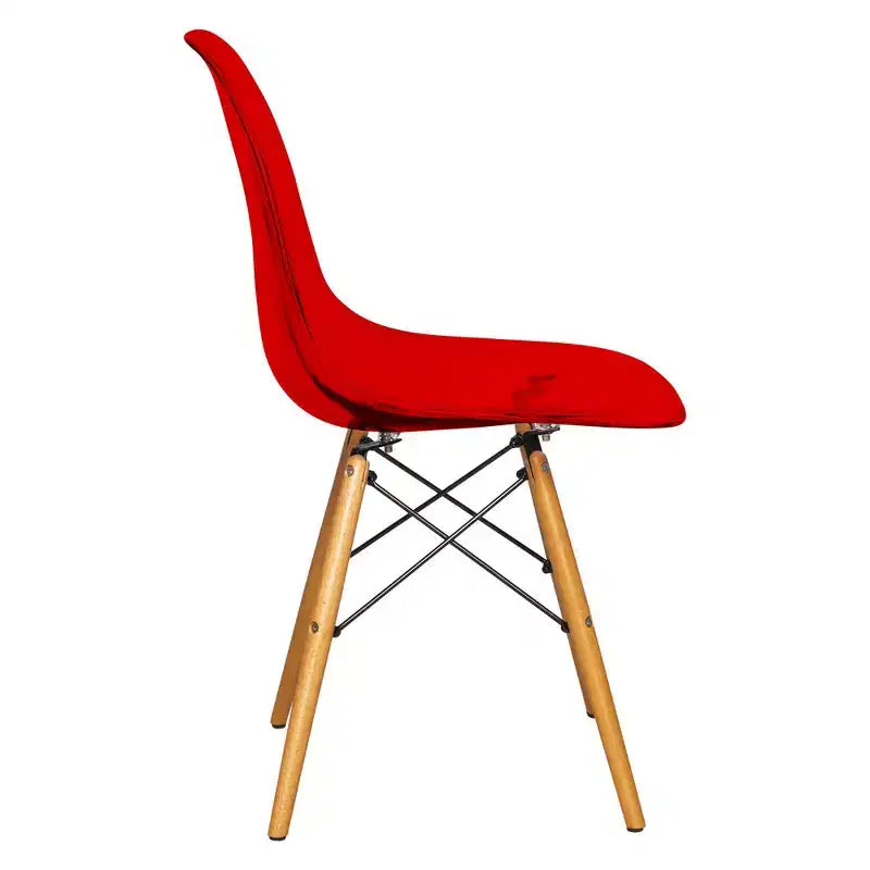 LeisureMod Cresco (Lot de 2) Chaises de salle à manger modernes en acrylique du milieu du siècle avec pieds Eiffel en bois  Chaises de cuisine et de salle à manger