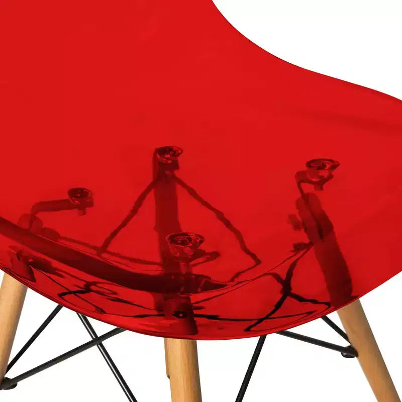 LeisureMod Cresco (Lot de 2) Chaises de salle à manger modernes en acrylique du milieu du siècle avec pieds Eiffel en bois  Chaises de cuisine et de salle à manger