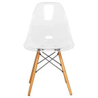 LeisureMod Cresco (Lot de 2) Chaises de salle à manger modernes en acrylique du milieu du siècle avec pieds Eiffel en bois  Chaises de cuisine et de salle à manger