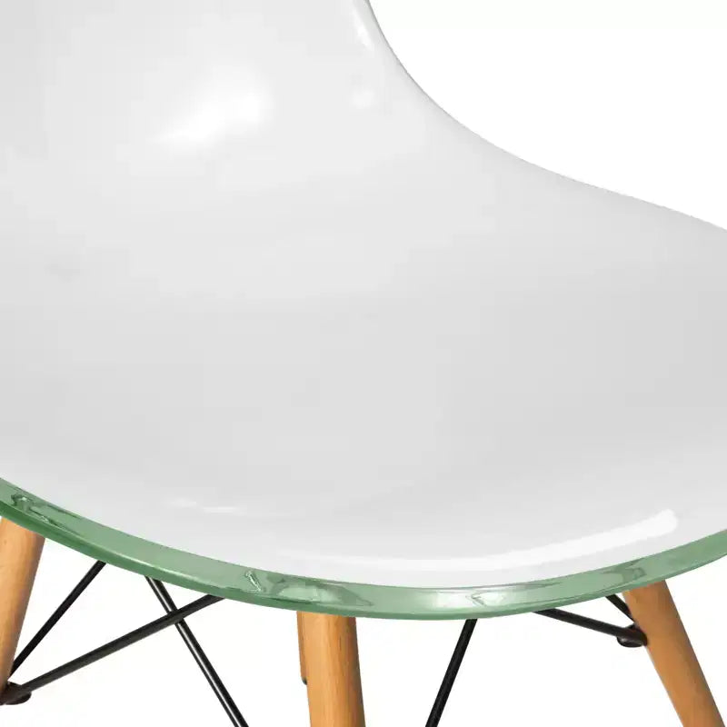 LeisureMod Cresco (Lot de 2) Chaises de salle à manger modernes en acrylique du milieu du siècle avec pieds Eiffel en bois  Chaises de cuisine et de salle à manger