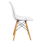LeisureMod Cresco (Lot de 2) Chaises de salle à manger modernes en acrylique du milieu du siècle avec pieds Eiffel en bois  Chaises de cuisine et de salle à manger