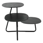 Table Basse Multi-Niveaux 3 Étages LeisureMod - Grain de Bois Blanc et Métal Noir