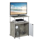 Meuble TV en verre, simple, 26 po, Noir/Blanc/Cerisier/Gris patiné/Bouleau imitation