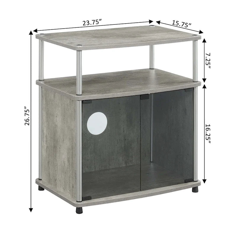 Meuble TV en verre, simple, 26 po, Noir/Blanc/Cerisier/Gris patiné/Bouleau imitation