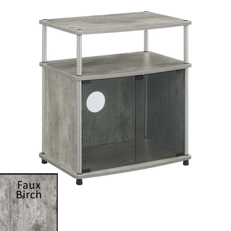 Meuble TV en verre, simple, 26 po, Noir/Blanc/Cerisier/Gris patiné/Bouleau imitation