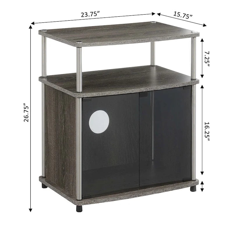 Meuble TV en verre, simple, 26 po, Noir/Blanc/Cerisier/Gris patiné/Bouleau imitation