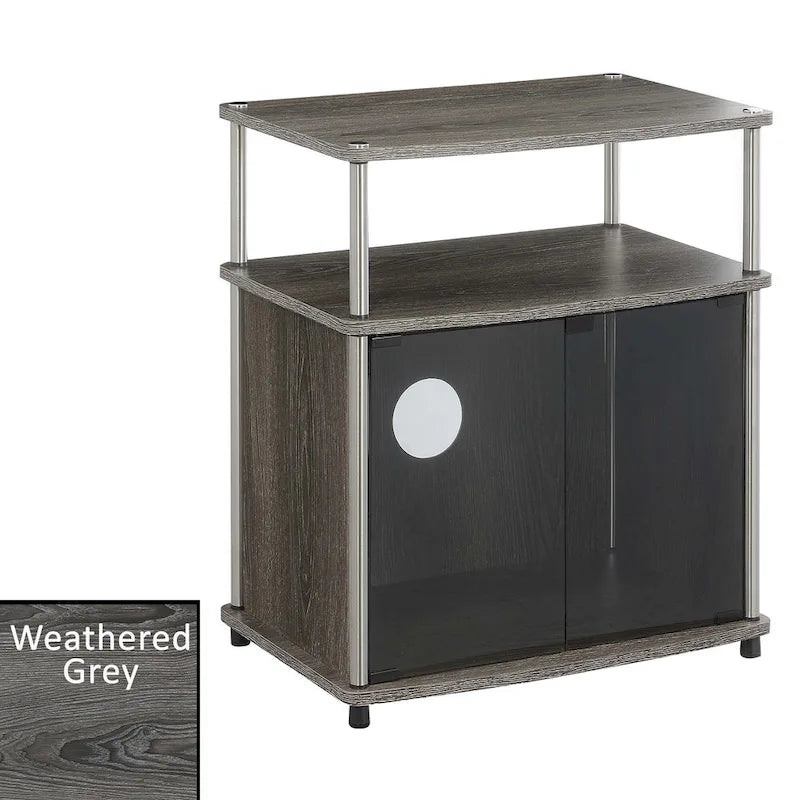 Meuble TV en verre, simple, 26 po, Noir/Blanc/Cerisier/Gris patiné/Bouleau imitation