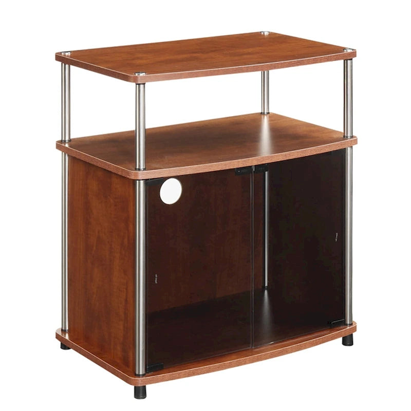Meuble TV en verre, simple, 26 po, Noir/Blanc/Cerisier/Gris patiné/Bouleau imitation