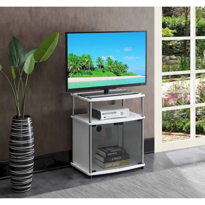 Meuble TV en verre, simple, 26 po, Noir/Blanc/Cerisier/Gris patiné/Bouleau imitation