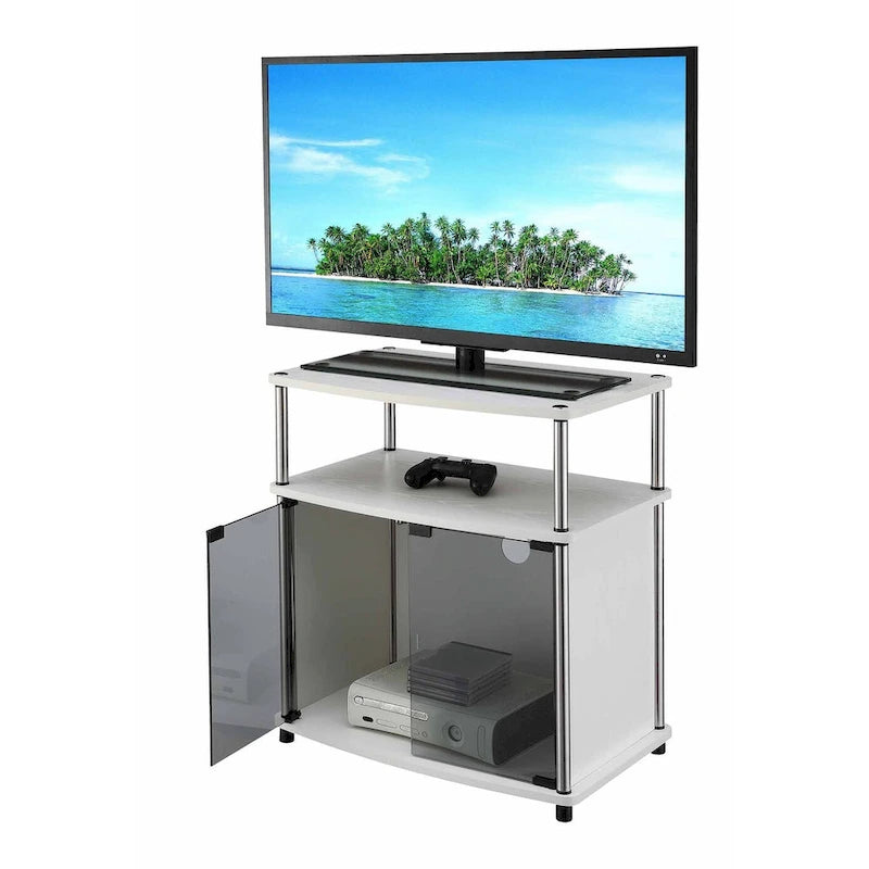 Meuble TV en verre, simple, 26 po, Noir/Blanc/Cerisier/Gris patiné/Bouleau imitation
