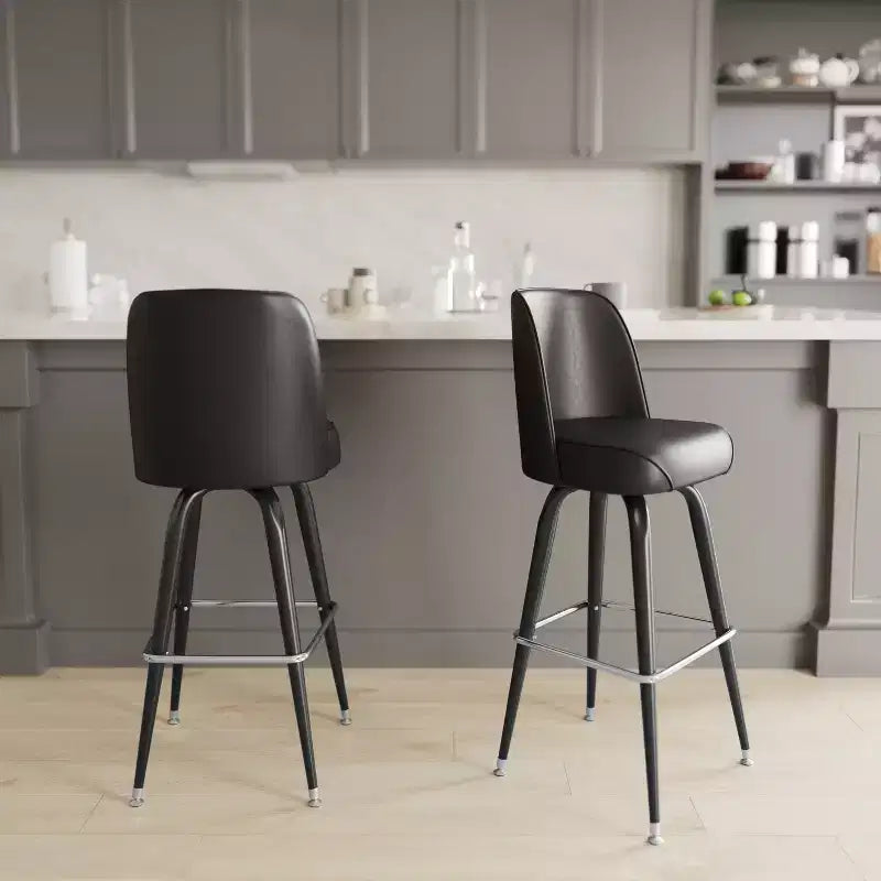 Emma et Oliver - Lot de 2 tabourets de bar en métal avec siège baquet pivotant