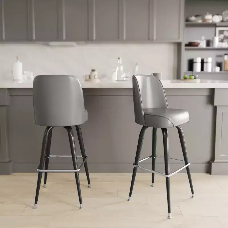 Emma et Oliver - Lot de 2 tabourets de bar en métal avec siège baquet pivotant