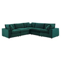 Canapé sectionnel 5 places en velours vert / marine / blanc / gris / rose poudré / cognac