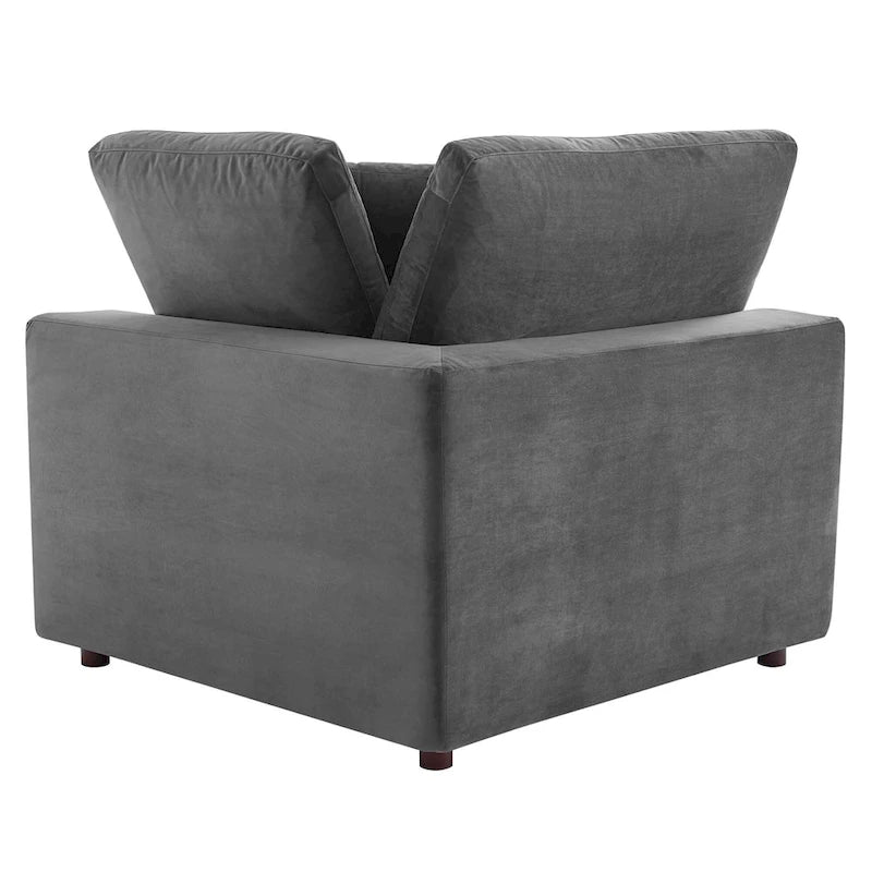 Canapé sectionnel 5 places en velours vert / marine / blanc / gris / rose poudré / cognac