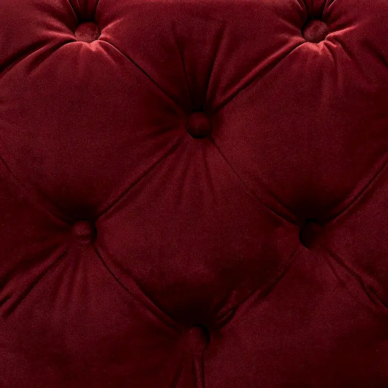 Ottoman en velours bordeaux / rose / beige / bleu / gris avec pieds dorés – Siège simple