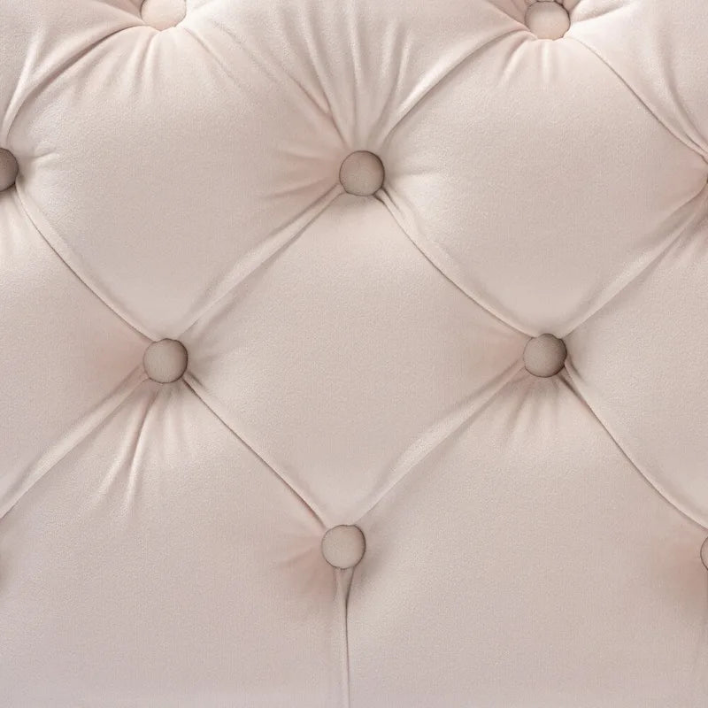 Ottoman en velours bordeaux / rose / beige / bleu / gris avec pieds dorés – Siège simple