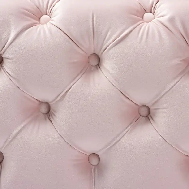 Ottoman en velours bordeaux / rose / beige / bleu / gris avec pieds dorés – Siège simple