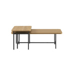 Lot de 2 tables basses gigognes en noyer foncé/doré et chêne côtier/noir
