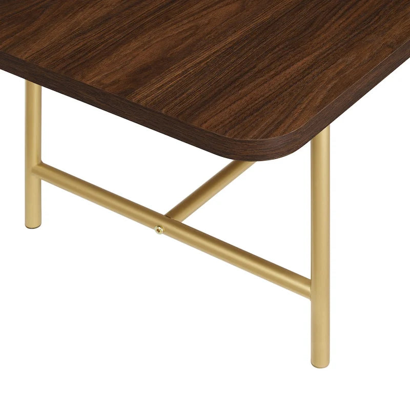 Lot de 2 tables basses gigognes en noyer foncé/doré et chêne côtier/noir