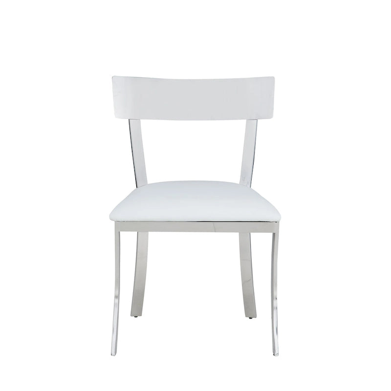 Chaises de salle à manger à dossier incurvé en similicuir blanc / gris, lot de 2
