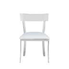 Chaises de salle à manger à dossier incurvé en similicuir blanc / gris, lot de 2