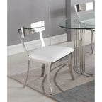 Chaises de salle à manger à dossier incurvé en similicuir blanc / gris, lot de 2