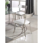 Chaises de salle à manger à dossier incurvé en similicuir blanc / gris, lot de 2