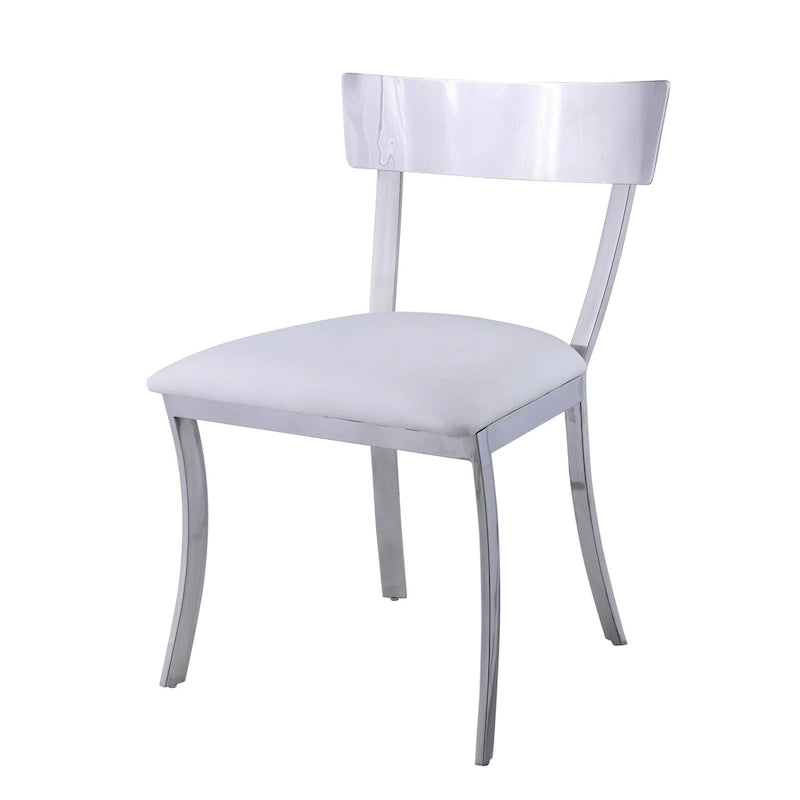 Chaises de salle à manger à dossier incurvé en similicuir blanc / gris, lot de 2