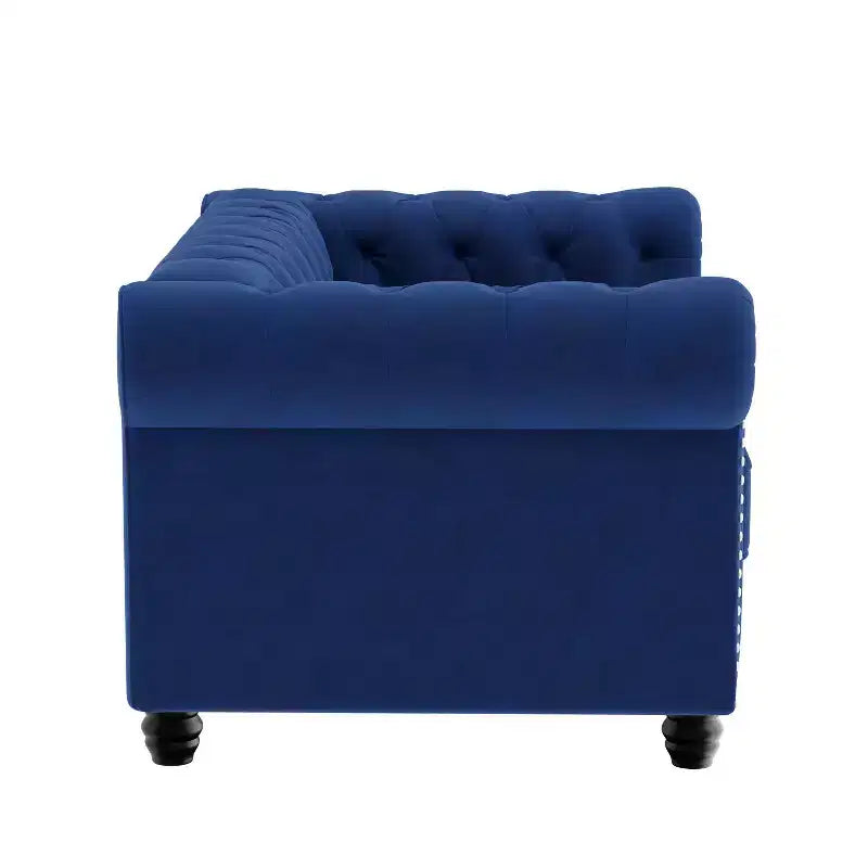 Canapés en velours bleu de 60 po, causeuse 2 places pour ensembles de meubles de salon - Morden Fort