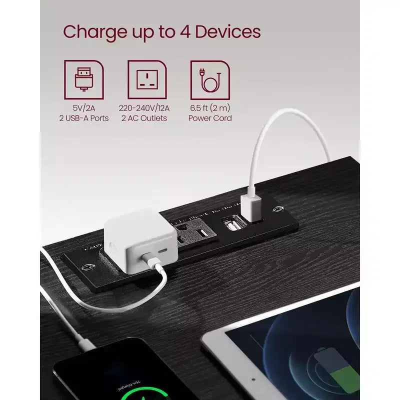 VASAGLE Table de chevet avec station de recharge, Table d'appoint avec 3 tiroirs, 2 prises secteur, 2 ports USB, Façades de tiroirs biseautées
