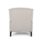 Coussin Teal / Blush Clair / Gris Clair / Beige + Pieds Marron Foncé – Fauteuil inclinable à dossier capitonné avec ailes, une place